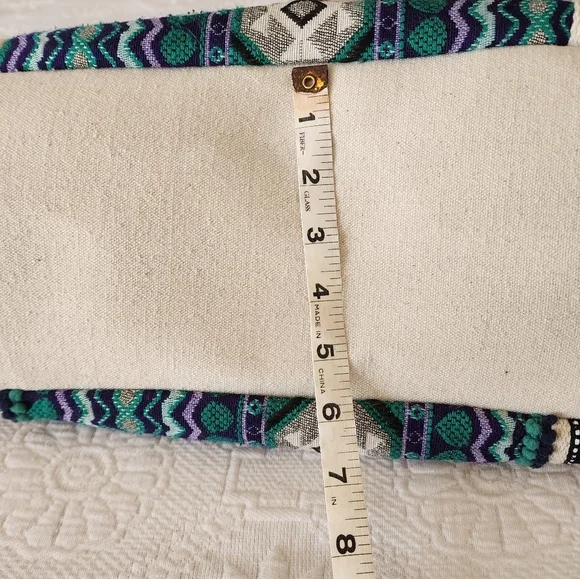 Teal & Lavender Cream Tribal Woven & Embroidered Weekend Travel Bag - Picture 3 of 6